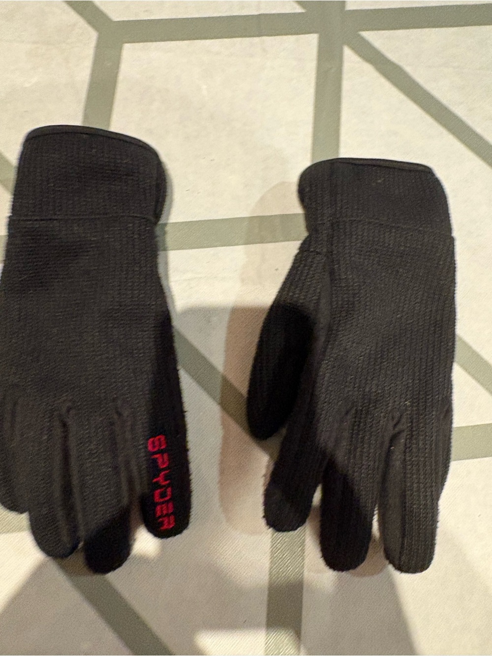 Unbranded Black Men's Knit Winter Gloves with Red Accent